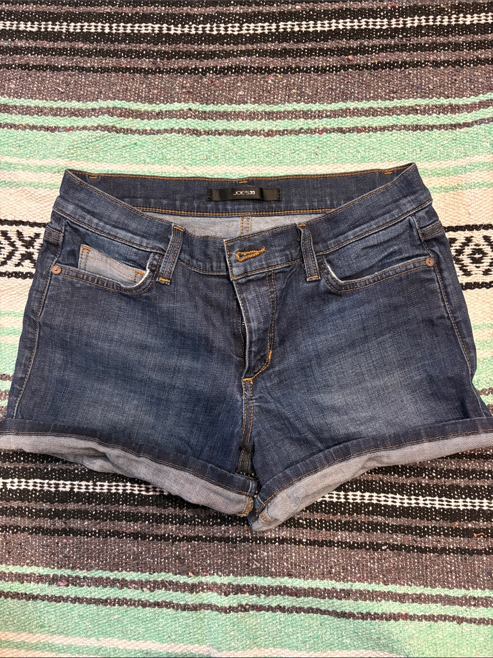 Joe's Jeans Dark Blue Rolled Hem Denim Shorts